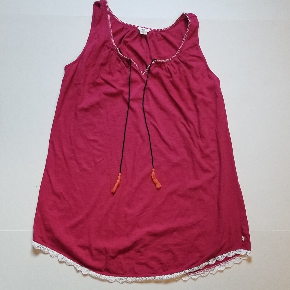 Lucky Brand sleeveless cotton boho tunic with tassels size medium